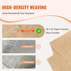 Burlap Fabric Roll 40 In. X 30 Ft. and 50 X 50 High Density Wide Natural Burlap