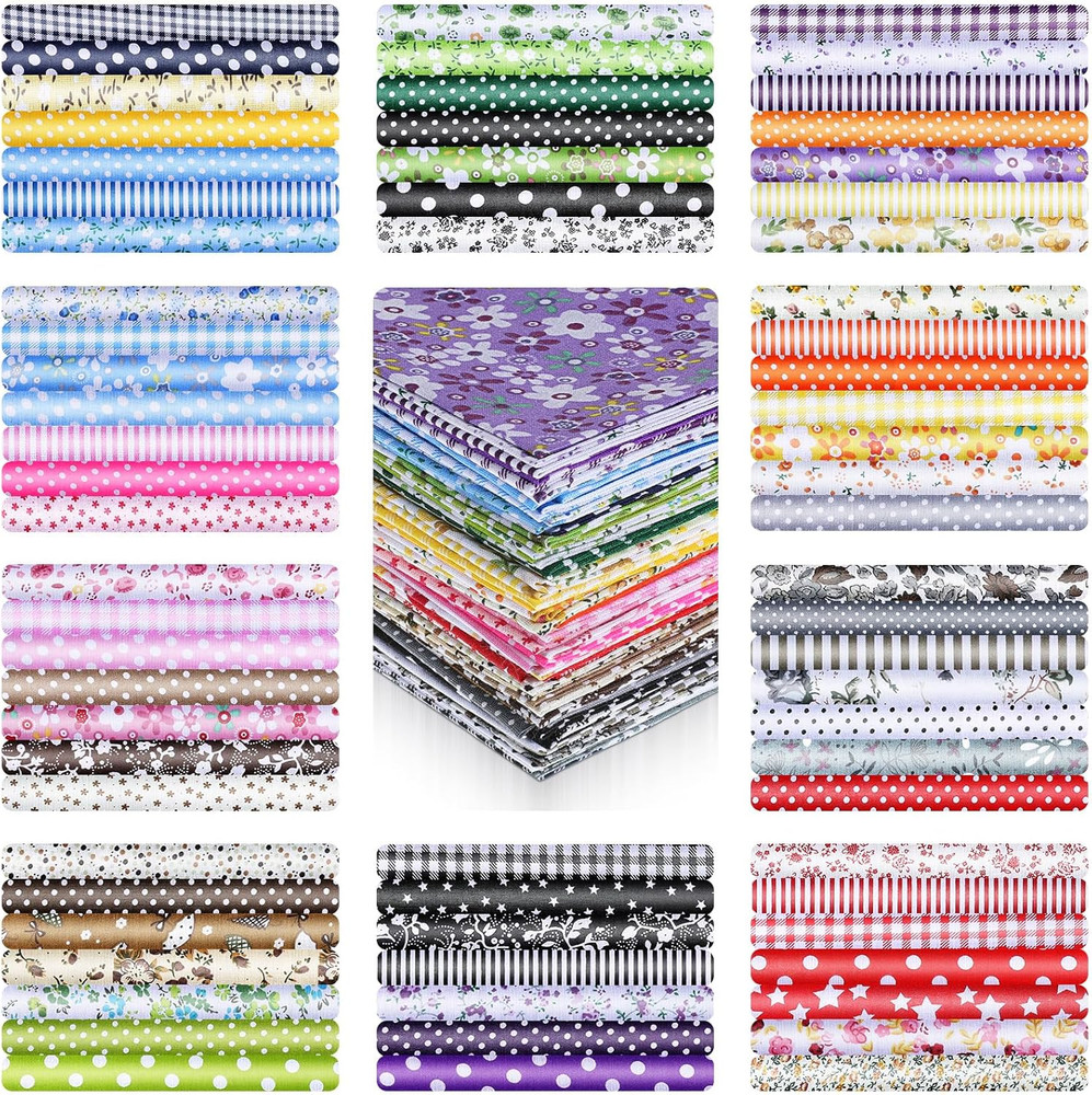 70 Pcs 10 X 10 Inch Cotton Fabric Squares, Precut Quilting Fabric Bundles, Multi