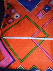 Mid-Century MOD Polyester Fabric Geometric Squares Orange Blue Green Pink White