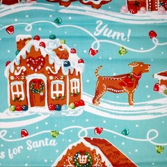 5 Pioneer Woman Fat Quarters Gingerbread Village Cookies for Santa Happy Baking