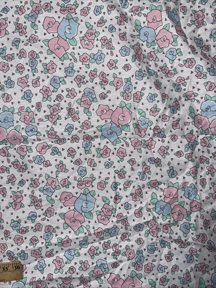 Precious Moments Florals Cotton Blend Fabric 35”X 1 3/4 Yd 36”x 25” & 8”x1.5 Yds