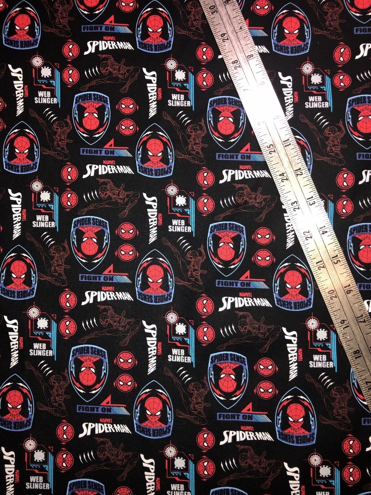 Marvel Spiderman Cotton Fabric 1/2 Yard (18 By 44”) New