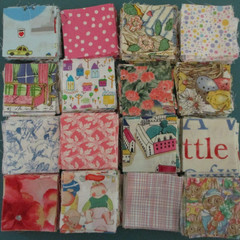 Cotton Fabric 2 1/2″ Squares 1 lb Lot Novelty Pink 16 Different Prints
