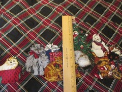 Cotton Blend FABRIC Hamil Textiles Christmas Cats Border on Tartan Plaid 1yd 34″