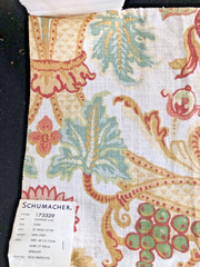 SCHUMACHER Fontenay Vase in Ivory 26 1/2″ Floral Linen Fabric Sample pc 1