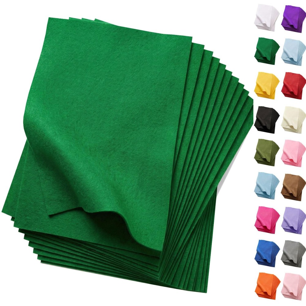 20 PCS 8×12 Inch Emerald Green Felt Fabric Sheets 1.6mm Soft DIY Sewing