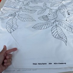 IKEA Fabric 60×120 White Black Maria Astrom 2004 Botanical Leaf Canvas 3.3Yd
