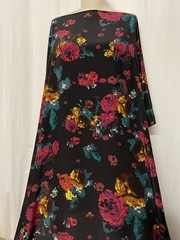100% Silk Crepe De Chine Stunning Bold Floral Print Fabric By The Yard 55″ Wide