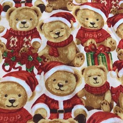 HOBBY LOBBY NOSTALGIC CHRISTMAS BEARS PATTERN FABRIC – 2.5 YARDS