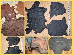 Genuine goatskin nappa leather brown black ideal for crafts