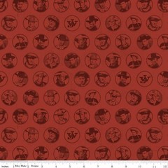 John Wayne American West Circles Red Cotton Fabric