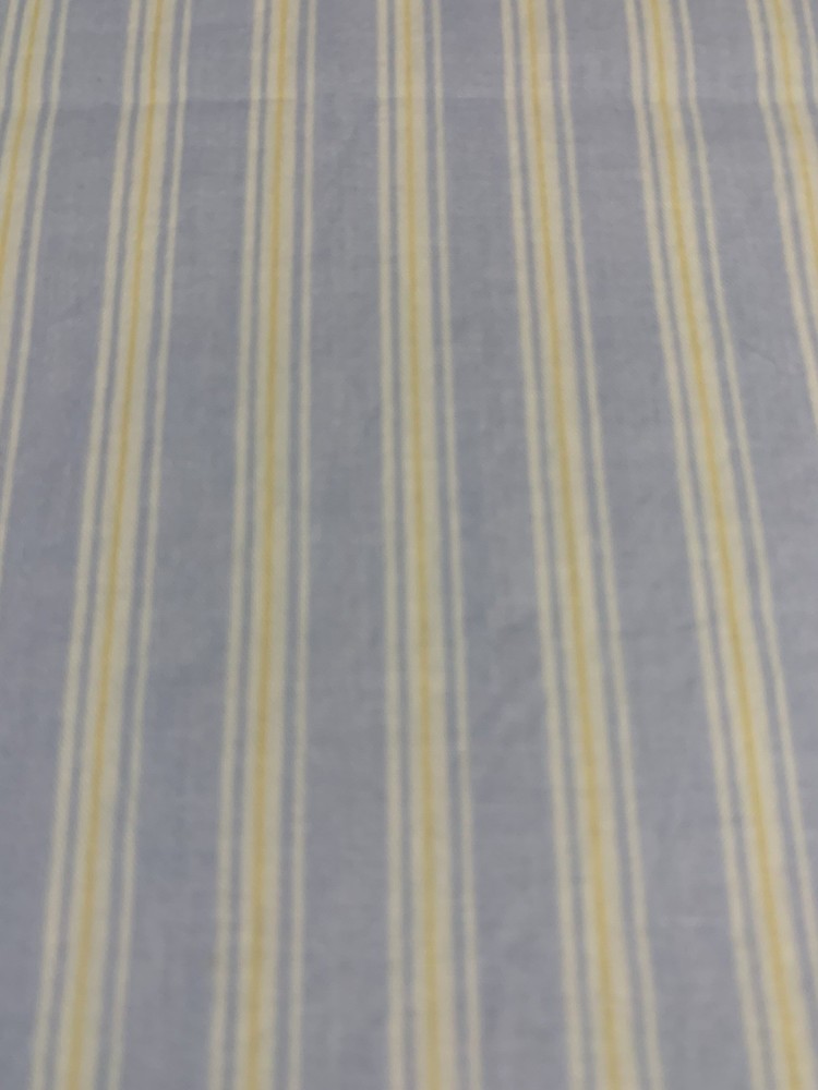 Striped Cotton Fabric Pastel Blue White And Pale Yellow Nursery Summer 1+ Yards
