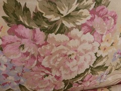Ralph Lauren Linen Fabric 2.25 Yd. 54 Remnant Cabbage Roses Cartuche RARE HTF