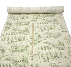VINTAGE KRAVET MONTICELLO TOILE SAGE GREEN 100% LINEN FABRIC BY YARD 53.5″W