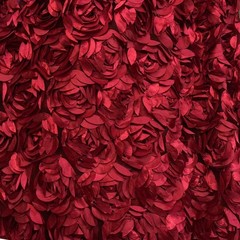Maci CRANBERRY 3D Floral Polyester Satin Rosette on Mesh Fabric by the Yard – 1