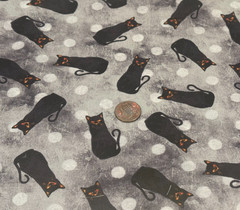 Black Cats*Orange Eyes* on Smoky Gray * Wilmington Prints *100% Cotton* 21″ x 8″