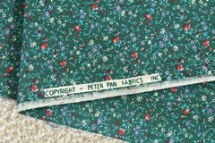 35″ Long, Vintage, Red Blue & White Calico on Green Quilt Cotton, Peter Pan,V799