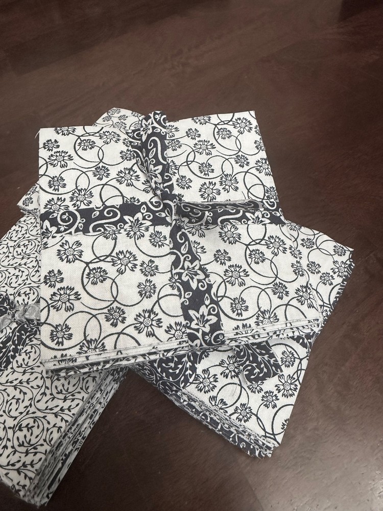 108 Piece Navy & White Charm Pack 5” Squares Cotton – 9 Designs – 12 Each