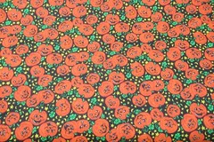 Wamsutta Fabric 100% Cotton YARDAGE Halloween SEW SCARY Cute Pumpkins star black