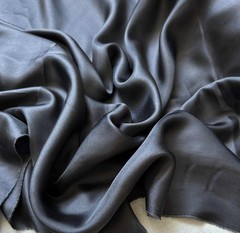 Charcoal Gray 100% Silk Twill Fabric 12mm weight