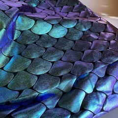 Aqua Hologram Mermaid Fish Scales Stretch Spandex Fabric About 59 X 44 Inch