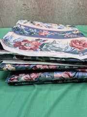 19+ Yards VTG Waverly Carolina Rose Fabric Blue Pink Floral Home Decor Chintz