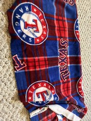 MLB Texas Rangers Plaid Fleece Fabric Approx 2 Ft Wide X Full Length For Scarf