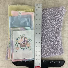 Romantic Pastel Slow Stitch Bundle with Vintage Fabrics, Trim, Buttons & Beads