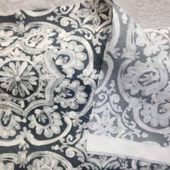 Solarium Westphalia Stone Fabric Dark Blue 54″ Wide 2-3/4 Yards Fade Resistant
