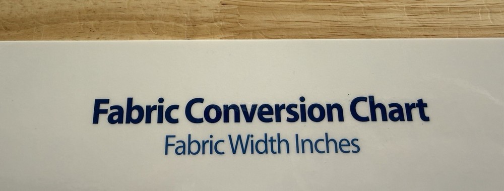 2 Fabric Conversion Charts – 1 Cardboard & 1 Laminated w Sticker Backing