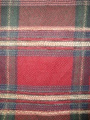 Plaid Red Tan Blue Chenille Rossville Chromatex Mills USA – 5+yds=$0 S&H