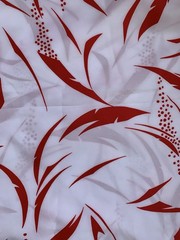 Vintage Floral Print Fabric 44” X 108” 3 Yards Polyester Red White Merry Mary