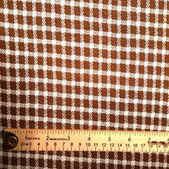 Vintage Double Knit Tube Fabric 2.72 Yards Brown White Houndstooth Check 1970s