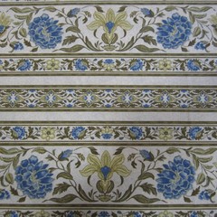 1 Yard Jinny Beyer 100% Cotton Border Print Stripe Fabric “Monticello” Washed