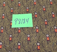 Flower Paisley Cotton Fabric 9×29″ Green Red Yellow Quilting Sewing Crafts