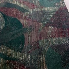 Cream Teal Burgundy 56″ x 38″ Handwoven Fabric Remnant 1 Yard Good Condition