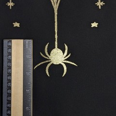 Black Cotton Art Deco Gold Spider Web Border Fabric Gothic Designer Deadstock