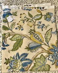2pc Blue Floral Textured Upholstery Fabric 54”x36”Wide w/ONE Selvage+12”x29”