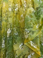 Multicolor & Sage green Spring Floral Metallic Lace, Fabric By the Yard 62″ W