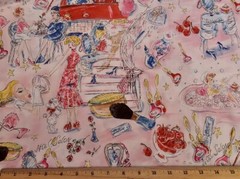 RED ROOSTER Fabric – THE BEAUTY SHOP – by the HALF yard (18″)
