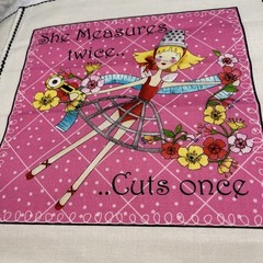 Sewing Theme Fabric Panel Squares, Pillow Fabric Squares