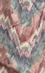VTG 80s Stanley King Chevron Flame Fabric Screen Print Blue Pink Green 56 X 82