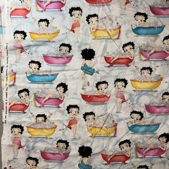 Betty Boop I” Bubble Bath FQ OOP Cotton Fabric 21” By 21” Prewashed