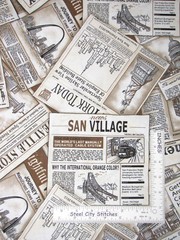Cityscapes Newspaper Sepia Travel Cotton Fabric Paintbrush Studio By The Yard