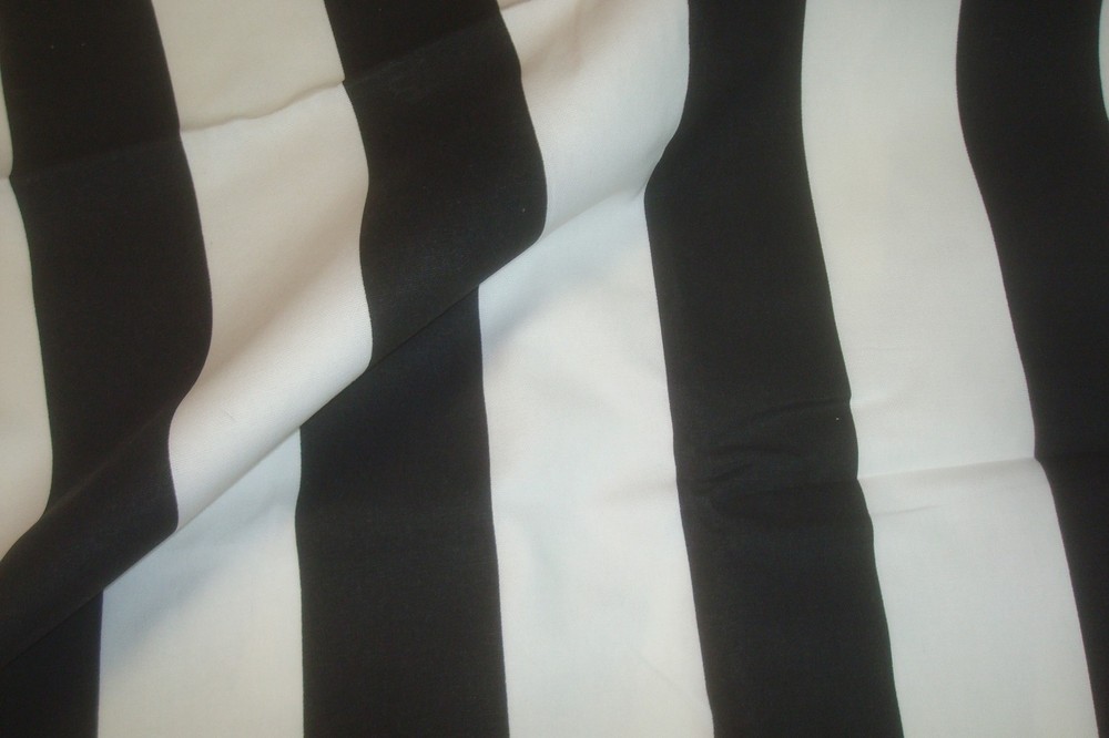 2 Yds Premier Prints Fabric Cotton Black Off White Wide Stripe Upholstery 55″w