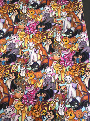 Disney Cats All Over Print Cotton Fabric 79 x 58 inches