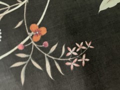 Jay Yang Pink Green Blue Floral Black Chintz Cotton Fabric 4 Yards