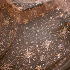 Sequins Star Moon Embroidery Lace Fabric for Prom Dress, Wedding Bridal Gown