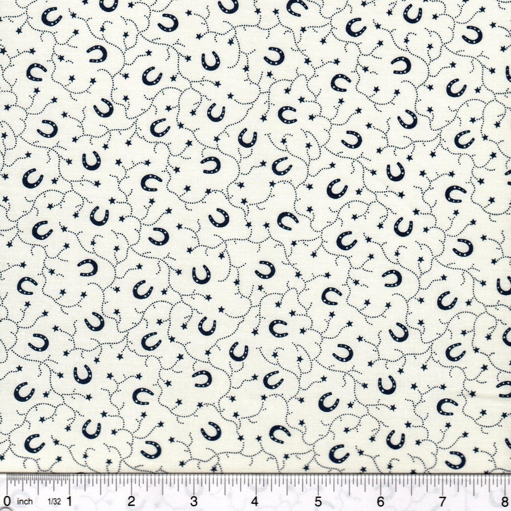 Ecru Kick off Your Boots Horseshoe & Star 100% Cotton Fabric PICK SIZE