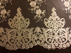 Teagan GOLD Damask Design Embroidered on Mesh Lace Fabric by the Yard – 10027